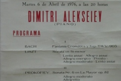 Concierto Dimitri Aleksieiev. 6 de abril de 1976
